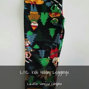 LulaRoe Kids L/XL Holiday Leggings Santa NEW